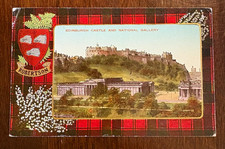 Valentine's Edinburgh Castle & National Gallery Postcard Posted 1938 Robertson picture