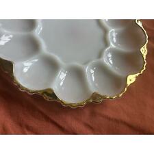Vintage Anchor Hocking White Milk Glass Devilled Egg Platter picture