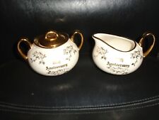 VINTAGE SET OF 50TH ANNIVERSARY CREAMER & SUGAR 22 KT GOLD TRIM BY PEARL CHINA  picture