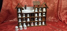 Vintage Enesco Thimbleville Wooden Wall Display With 28 Thimbles Cottagecore picture