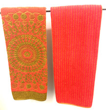 2 Vintage Steven's Utica 1970's Mod Groovy Bath Towels Made In USA picture
