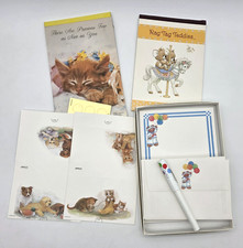 Misc Lot of Paper Stationery Cats Dogs Teddy Bears Vintage 80s 90s Partial Sets picture