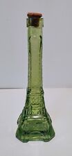 Vintage Green Glass Eiffel Tower Bottle/Decanter with Cork Stopper  picture