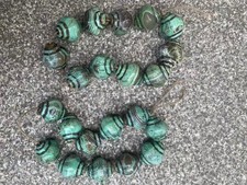 2Pcs Lovely Rare Tibetan Natural Old Blue Agate Dzi Beads Prayer Bracelets  picture