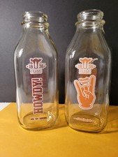 1836 Farms Glass Milk Bottle Lot Texas A&M Aggies & UT Longhorns Rivalry picture