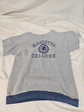 Vintage Marietta College Cut Up Sweatshirt T Shirt Blue Stripe Ohio picture