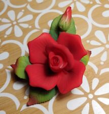 Small Red Rose with BudPorcelain/Ceramic Flower Figurine Made in Taiwan R.O.C picture