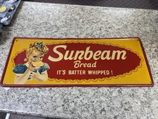 Sunbeam Vintage Bread Metal 1971 Original Sign Rare Roughly 30X12 picture