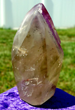 AMETHYST Phantom Elestial Quartz Crystal Point with Black Tourmaline & Rutiles picture
