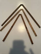 3 Vintage Antique Wood & Brass 2ft Four Fold Folding Ruler Lufkin, Ideal, Upson picture
