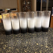 6 Vtg Federal Glass Co Charcoal Mist Blendo Skinny Cocktail/Tea Glasses HTF picture