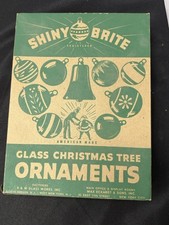Vintage Shiny Brite Glass Christmas Ornaments Set 12 Indent Silent Night Box picture
