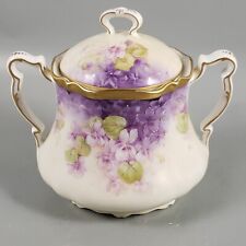 Antique PT Bavaria Purple Violets Gold Porcelain Sugar Bowl picture
