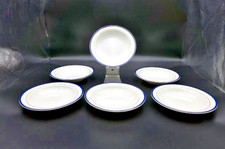 Vintage US Airways  First Class China Soup Bowl Blue & Gold Trim USB0500 Set (6) picture