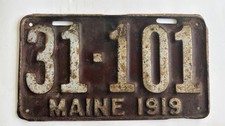 Antique Maine 1919 License Plate 31-101 picture