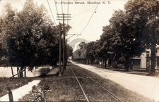 Fayette St Trolley Tracks, Homes Street c1913 Manlius NY RPPC Postcard COPY picture