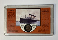 Vintage S.S. Titanic A Ship To Remember Acrylic Display w/ 1912 Wheat Penny Coin picture