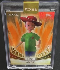 2025 Topps Disney Pixar Gold Andy Orange Golden Icons Toy Story /25 Encased Rare picture