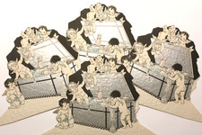 4 Vintage Unused, Cherub Baby Shower, Gift Chest, Bridge Tally - Placards, Buzza picture