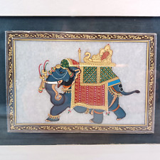 HIndu Elephant Painting Indian Fine Art on Stone Plate picture