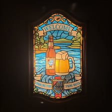 Vtg 1970s Heileman's Old Style Beer Welcome Lighted Sign Tiffany Style  picture