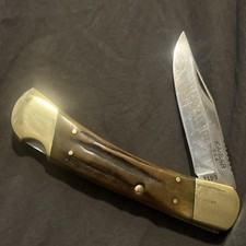 KA-BAR USA Stainless 1199 Jumbo Stag Handle Lock Back Pocket Knife Made 1981-84  picture