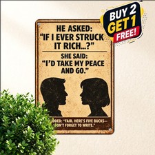 Funny Couple Conversation Relationship Humor Wall Plaque Metal Tin Sign Art picture