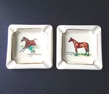 Vintage Stuart Bruce Racehorse and American Saddle Horse Porcelain Ashtrays. picture