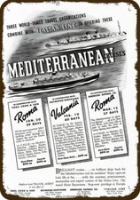 1936 ITALIAN LINE CRUISE SHIP Vintage Look DECORATIVE METAL SIGN - ROMA & VULCAN picture