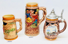 LOT-3 VINTAGE GERMAN STYLE CERAMIC BEER STEIN MUGS-JAPAN-AUSTRIA-1 MUSIC BOX+++ picture