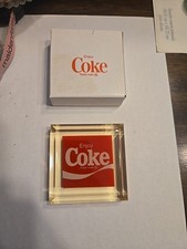 Vintage Enjoy Coke Coca Cola Acrylic Paperweight Dynamic Ribbon picture