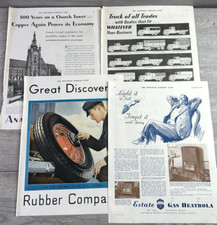 Vtg 1931 Saturday Evening Post Art Deco Print Ads Man Cave Auto Heat Copper picture