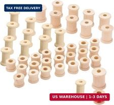 48pcs Wooden Spools, 3 Sizes Empty Bobbins Wood Sewing Embroidery Thread Spool W picture