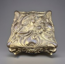 Antique Jennings Brothers Art Nouveau Style Lady Jewelry Casket Box #494 picture