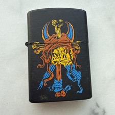 Vintage PII KOREAN Rick Rietveld Skull Bandana Lighter Black Matte Windproof picture