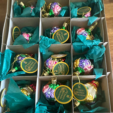Lot of 12 New INGE-GLAS German Glass Ornaments Christmas Heirlooms Flower Basket picture