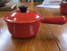 Vintage Le Creuset Red Enamel Cast Iron Saucepan #14 Lid 1 Qt France Sauce Pot picture
