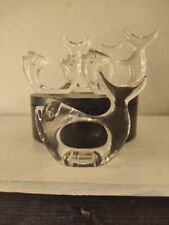 Napkin Rings Acrylic Whale MCM Set Of 4  Signed Original Box 30 Years Old picture