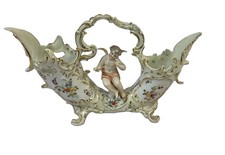 Antique Müller & Co. Volkstedt Porcelain Cherub Double-Horn Centerpiece Vase picture