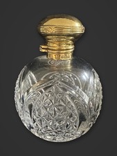 Antique Edwardian Sterling Silver Gilt Cut Glass Scent Perfume Bottle 1909 Bham picture