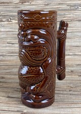 Tiki Farm 2001 Tiki Mug with Handle Brown Glaze 8