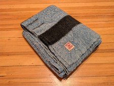 Vintage Hudson’s Bay 3.5 Point Wool Blanket Blue Black Stripe 77x59 picture