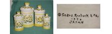 SEARS ROEBUCK MCM CANISTER SET 4 w LIDS 1976 JAPAN UNUSED NO DAMAGE DAISY YELLOW picture