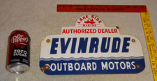 VINTAGE EVINRUDE LAKESIDE MARINE AUTHORIZED DEALER OUTBOARD MOTOR PORCELAIN SIGN picture