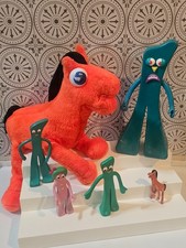 LOT (6) Vintage GUMBY Pokey MINGA Figures PVC Plastic PLUSH Horse BENDABLES picture