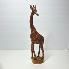 Vintage Mid Century Modern Wooden Giraffe Statue Approx 14” Retro Shelf Decor picture