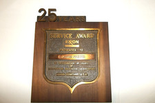 Vintage Original EXXON Gas Oil Company 25 Years Service Award Brass Plaque Sign picture