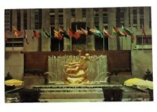 Rockefeller Center & Lower Plaza Prometheus Fountain New York City Postcard picture