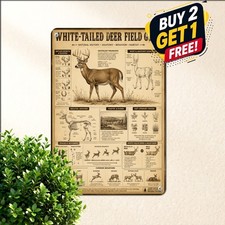Whitetail Deer Hunting Guide Sign Wildlife Knowledge Country Tin Metal Plaque picture