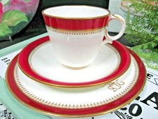 ANTIQUE Mintons and wedgwood tea cup and saucer trio red band gold gilt teacup  picture
